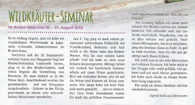 Wildkräuter-Seminar im Bruker-Haus